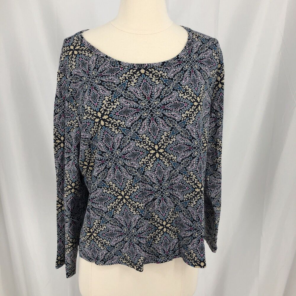 White Stag Paisley Long Sleeve Pullover Top XL